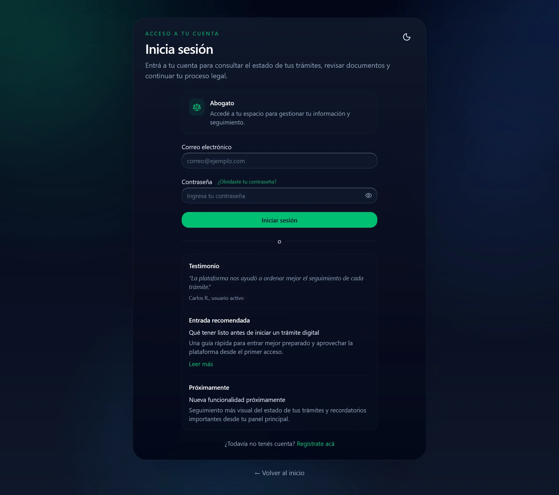 Secure account access. A focused sign-in flow combines direct credentials, contextual guidance, and a testimonial without distracting from the task.
