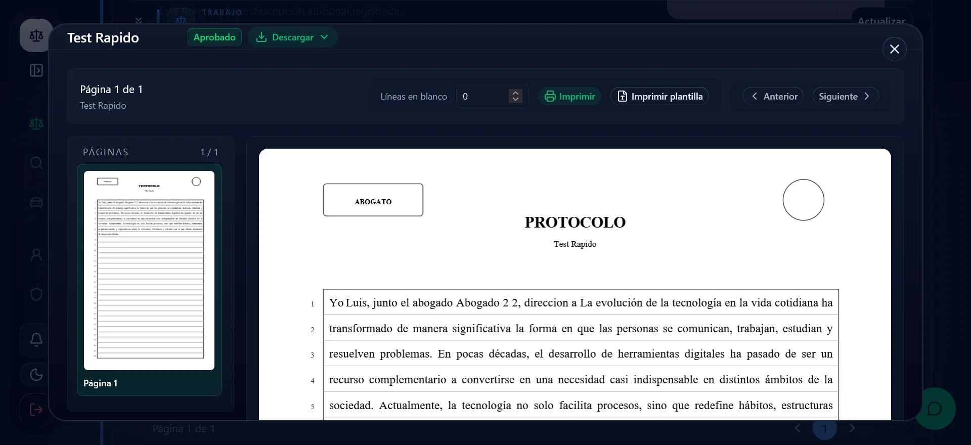 Document review. An embedded document viewer lets the professional inspect, navigate, print, or download a submission without losing case context.